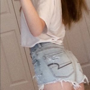Light washed jean shorts